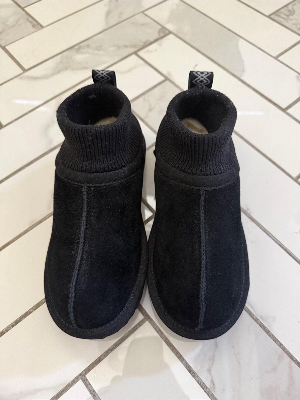 Ugg Kids Black Suede Slip-On Ankle Booties